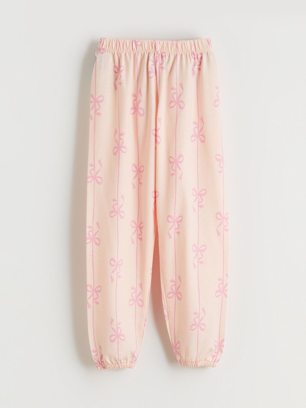 Pembe Bisiklet Yaka Fiyonk Baskılı Kız Çocuk Pijama Takımı-6