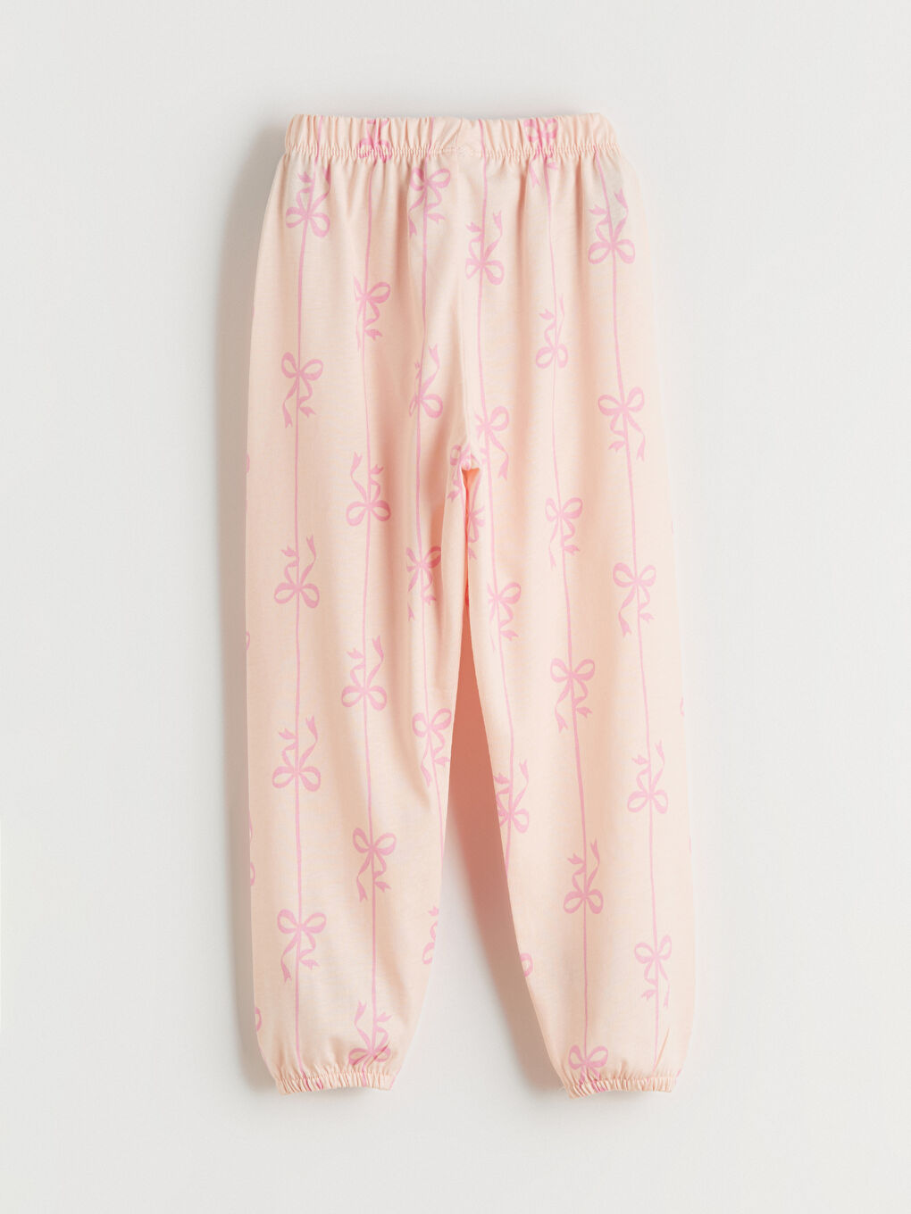 Pembe Bisiklet Yaka Fiyonk Baskılı Kız Çocuk Pijama Takımı-8