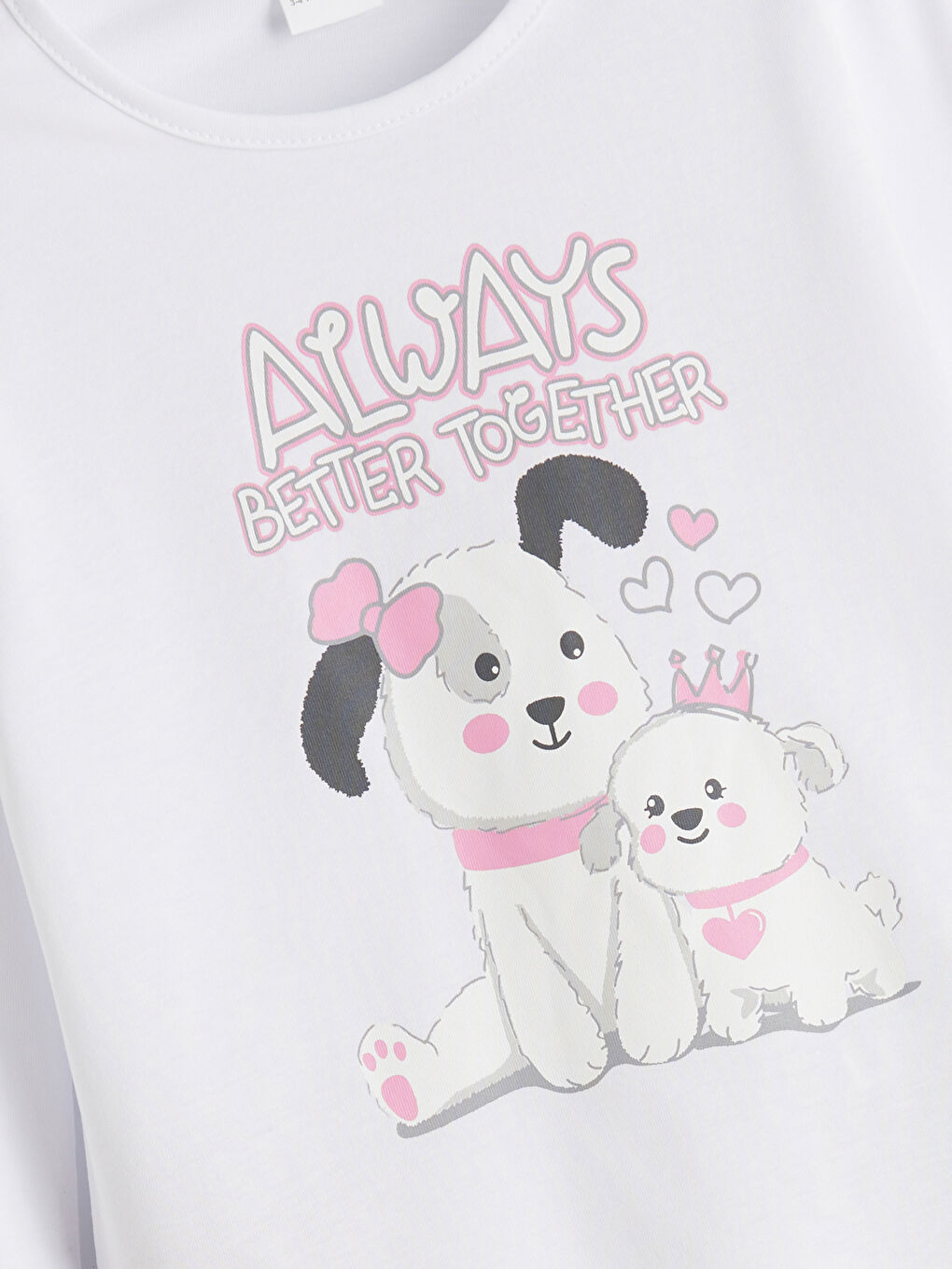 Beyaz Bisiklet Yaka Baskılı Kız Çocuk Pijama Üst-2