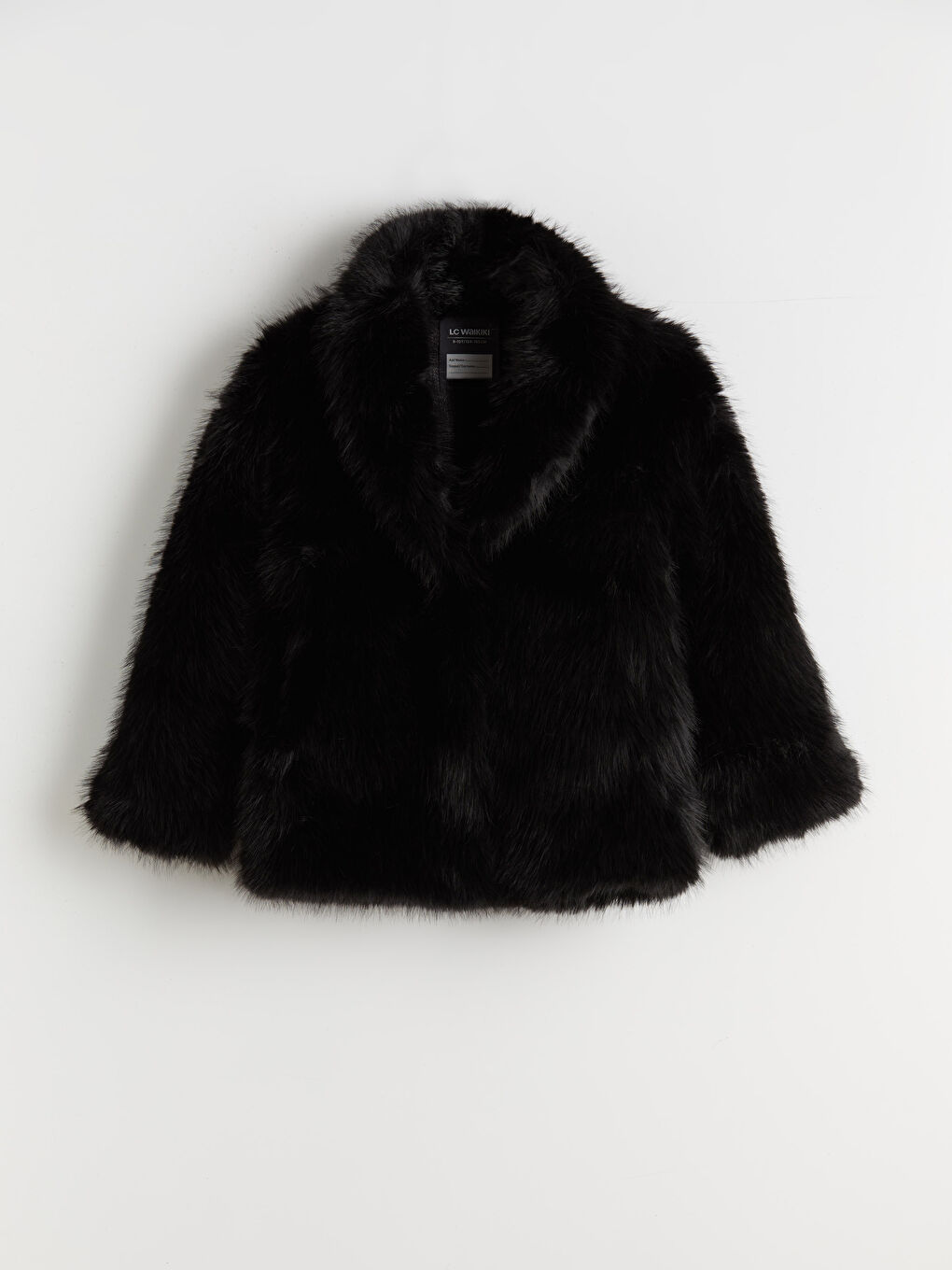 Siyah Kız Çocuk Suni Kürk Kaban