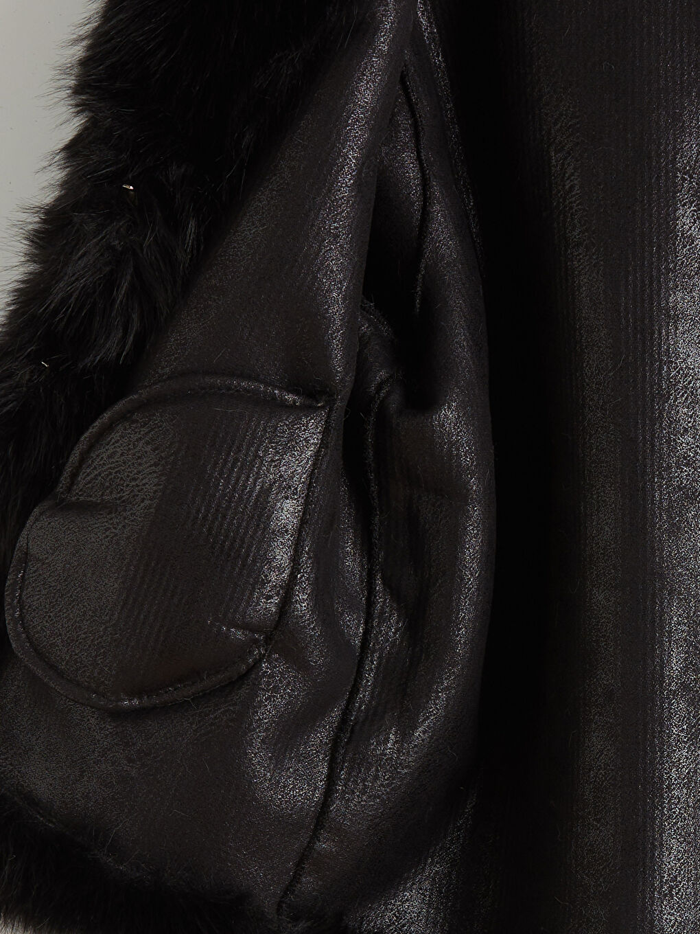 Siyah Kız Çocuk Suni Kürk Kaban-1