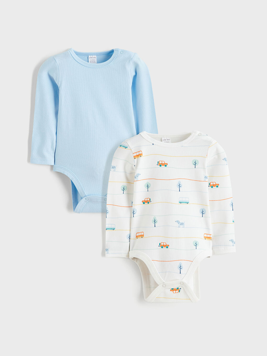 Ekru Bisiklet Yaka Erkek Bebek Çıtçıtlı Bodysuit 2'li