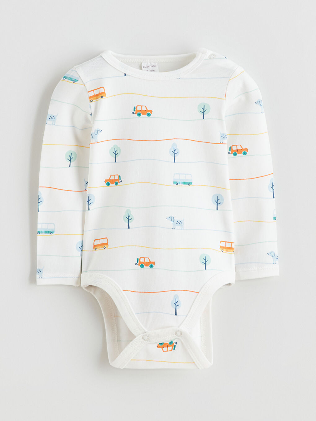 Ekru Bisiklet Yaka Erkek Bebek Çıtçıtlı Bodysuit 2'li-5