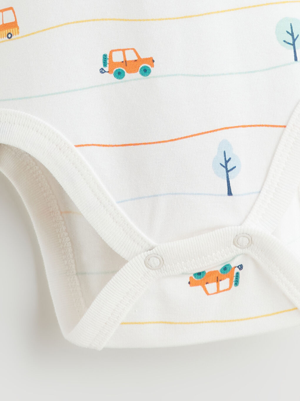 Ekru Bisiklet Yaka Erkek Bebek Çıtçıtlı Bodysuit 2'li-6