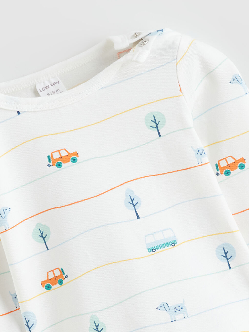 Ekru Bisiklet Yaka Erkek Bebek Çıtçıtlı Bodysuit 2'li-7