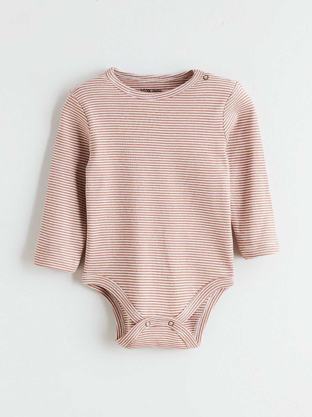 Bej Bisiklet Yaka Erkek Bebek Çıtçıtlı Bodysuit 2'li-1