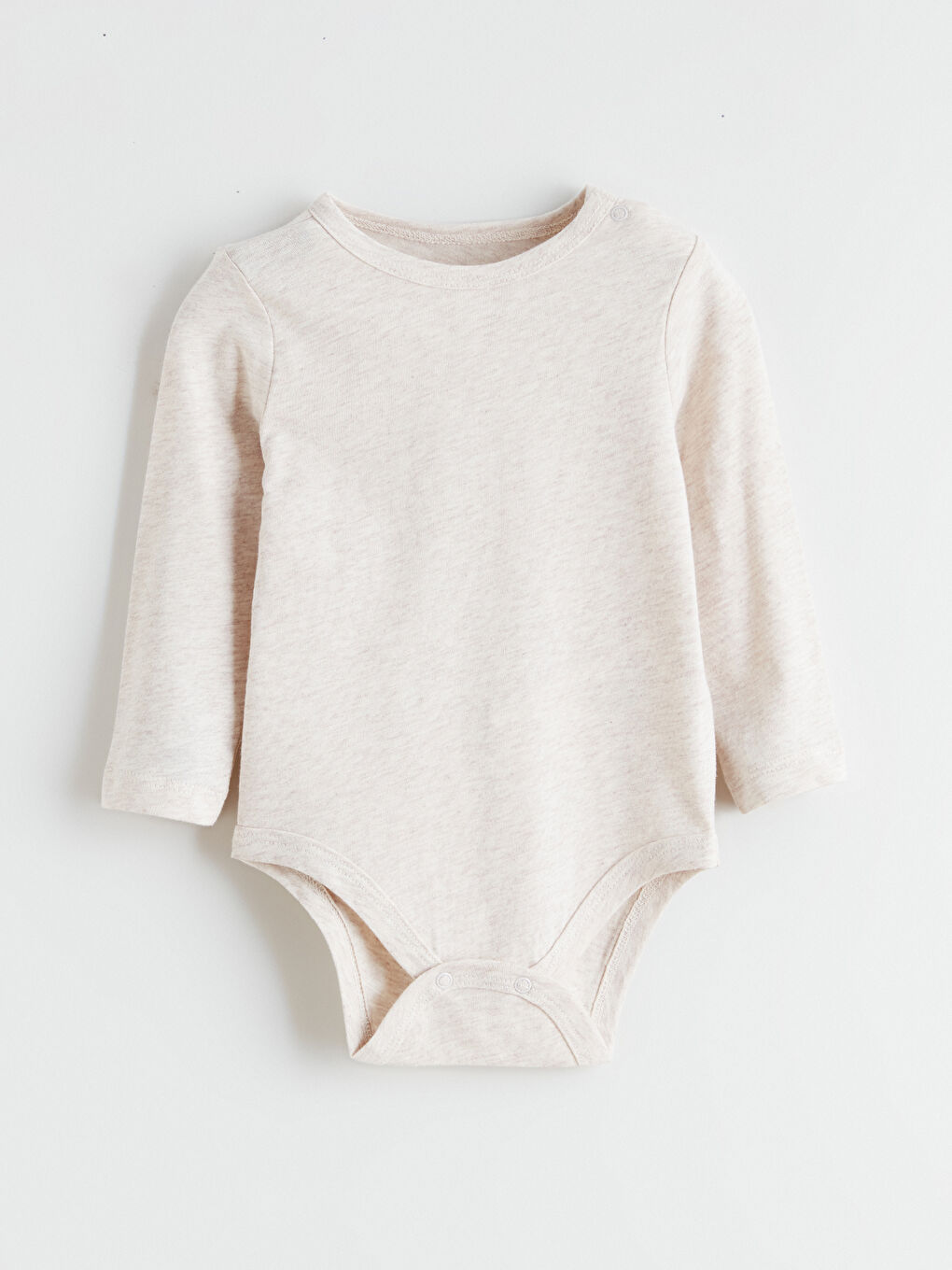 Bej Bisiklet Yaka Erkek Bebek Çıtçıtlı Bodysuit 2'li-3