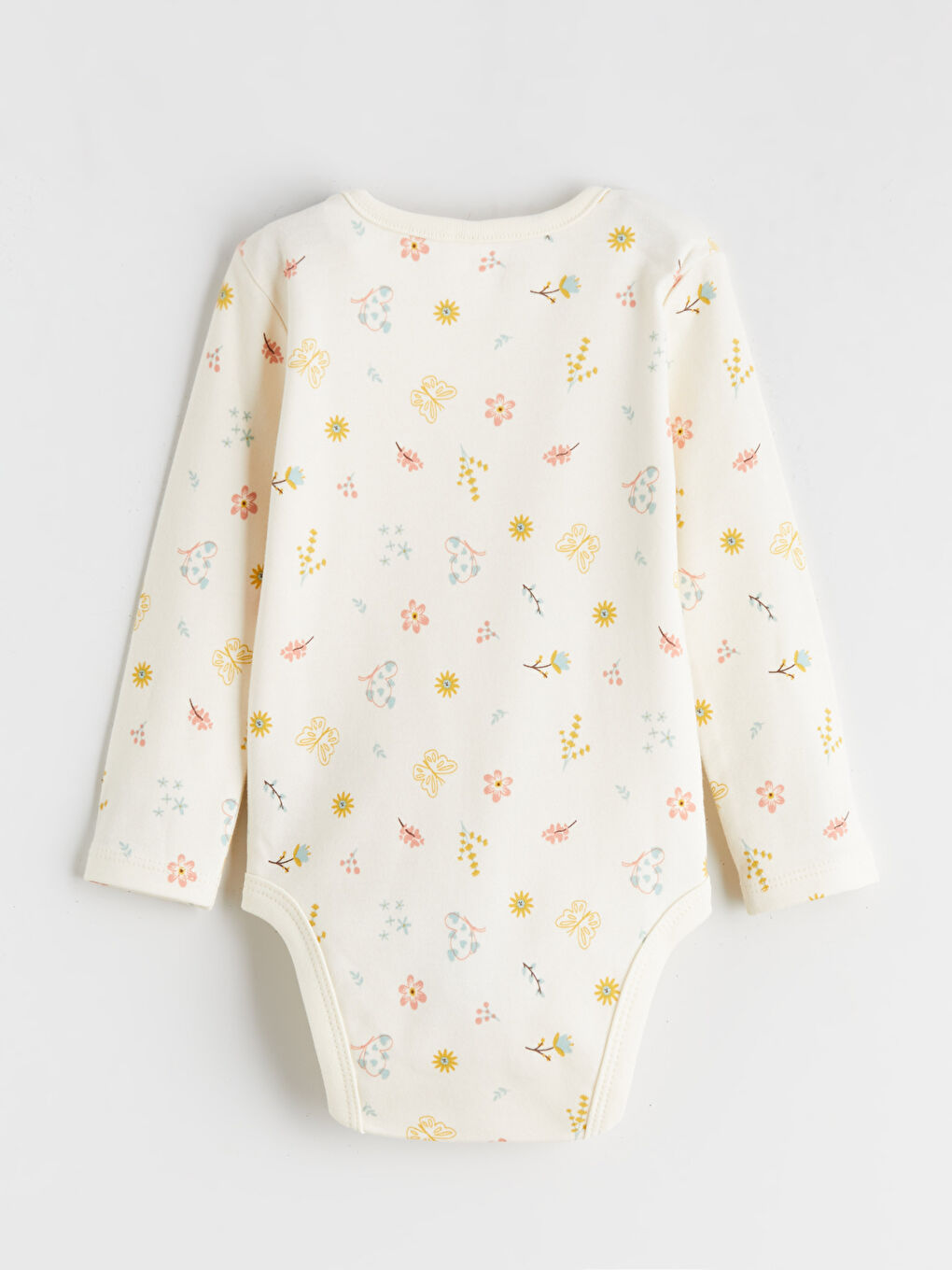 Ekru Bisiklet Yaka Kız Bebek Çıtçıtlı Body 2'li-4