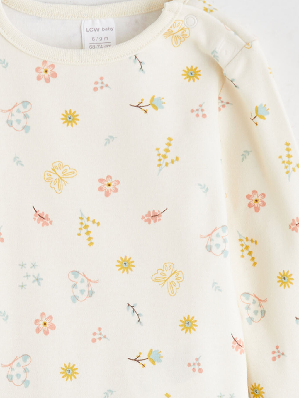 Ekru Bisiklet Yaka Kız Bebek Çıtçıtlı Body 2'li-5