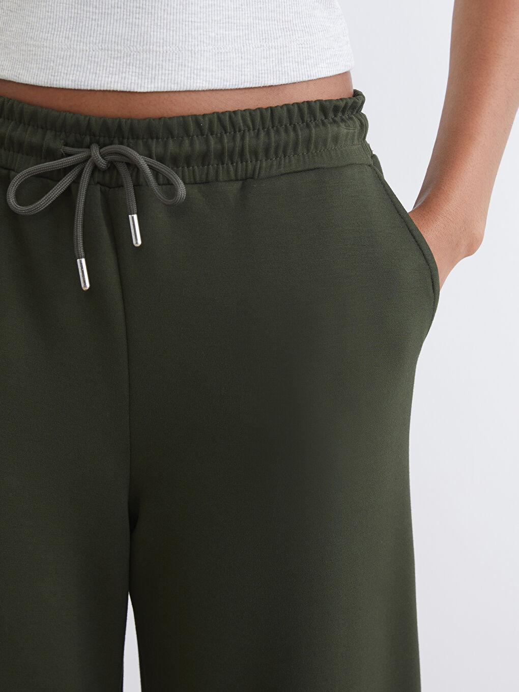 Elasticated Waist Wide Leg Women's Sweatpants-2