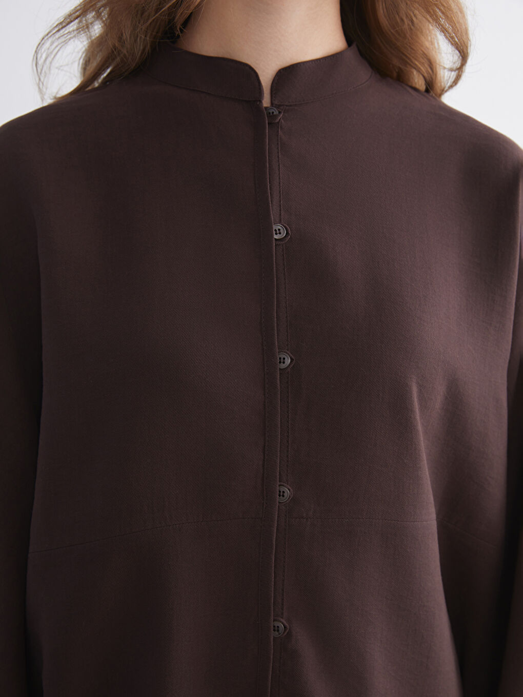 Kahverengi Oversize Kadın Gömlek Tunik-2