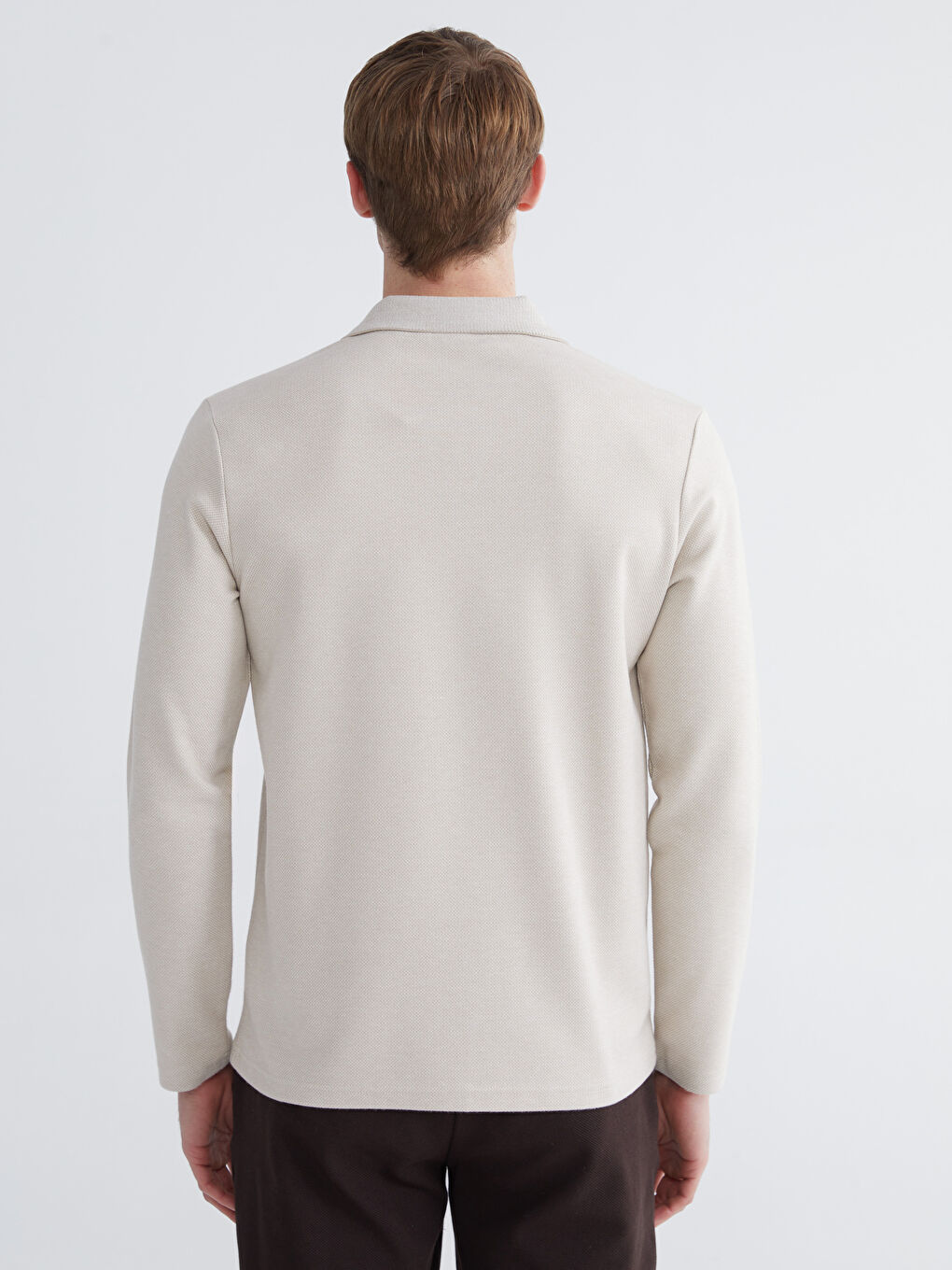 Bej Polo Yaka Erkek Sweatshirt-3