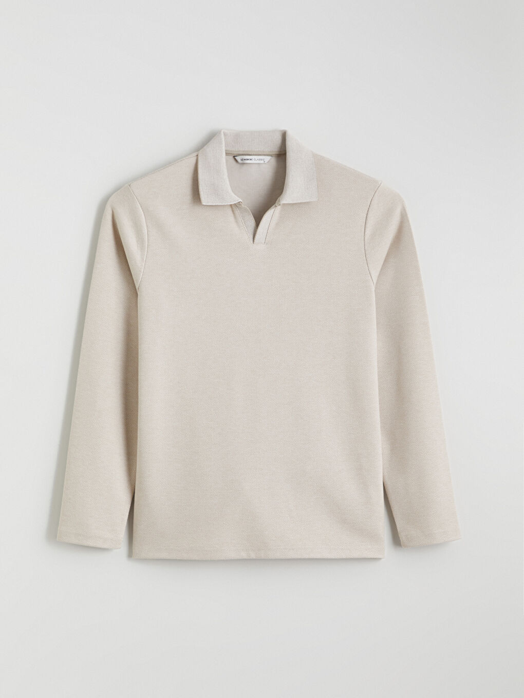 Bej Polo Yaka Erkek Sweatshirt-4