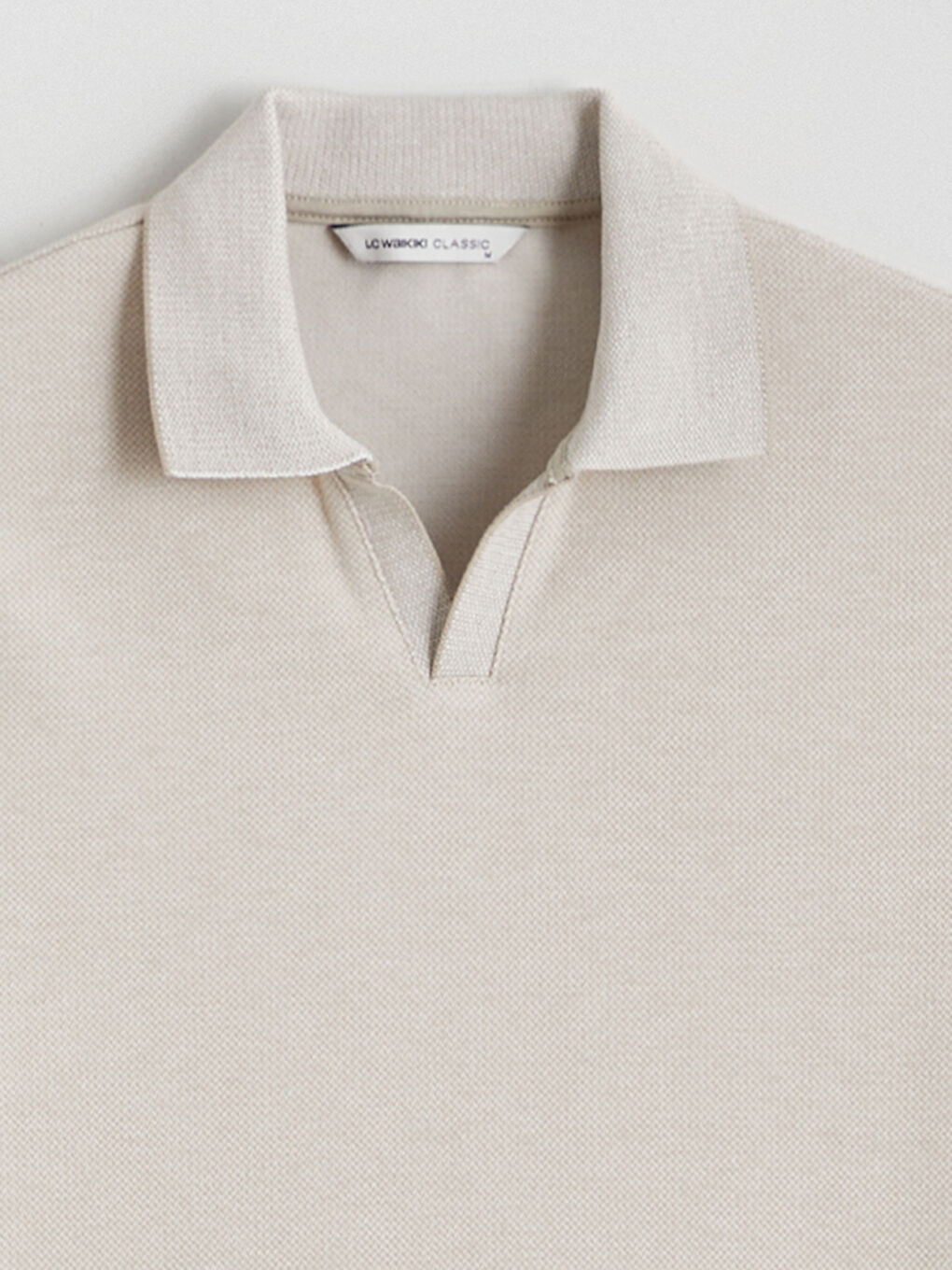 Bej Polo Yaka Erkek Sweatshirt-5