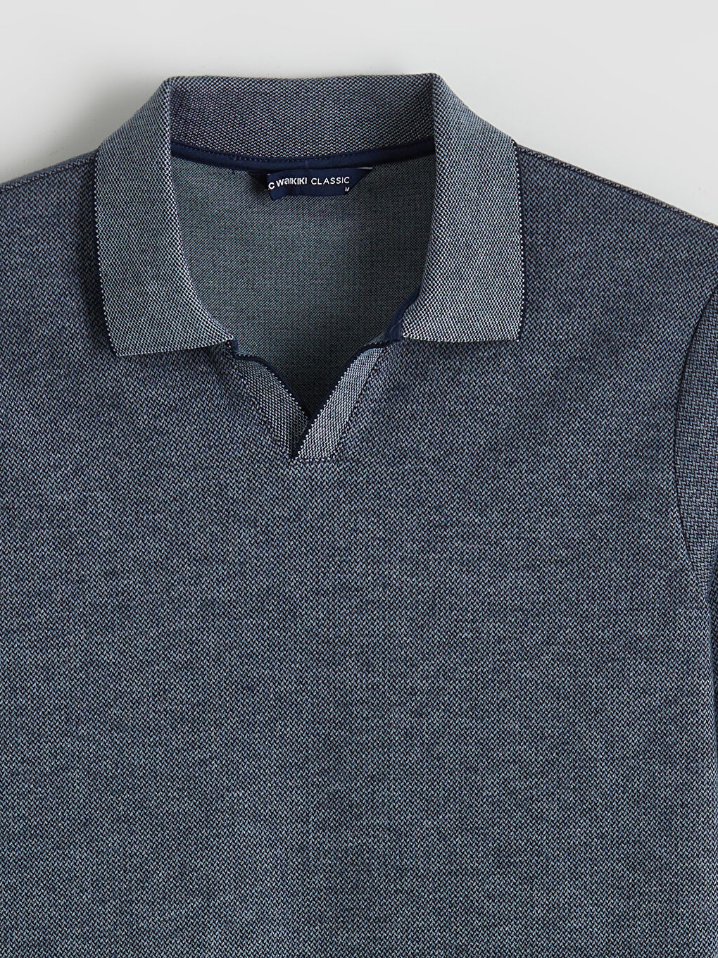 Lacivert Polo Yaka Erkek Sweatshirt-5