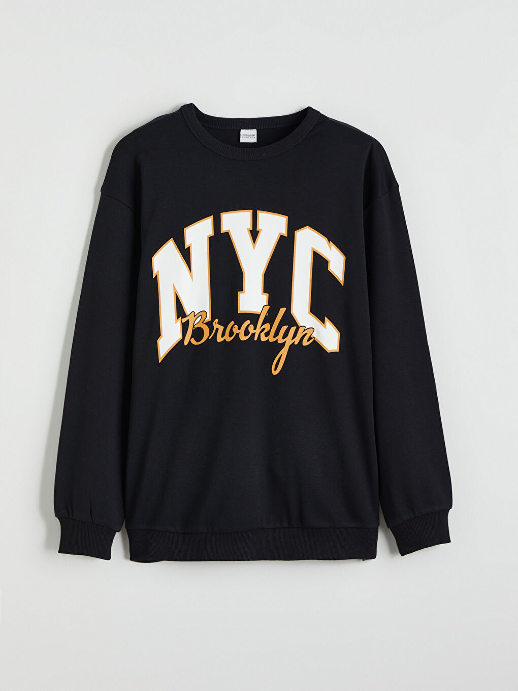 Siyah Bisiklet Yaka Erkek Çocuk Sweatshirt-1