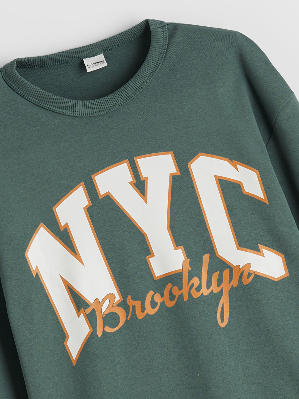 Yeşil Bisiklet Yaka Erkek Çocuk Sweatshirt-1