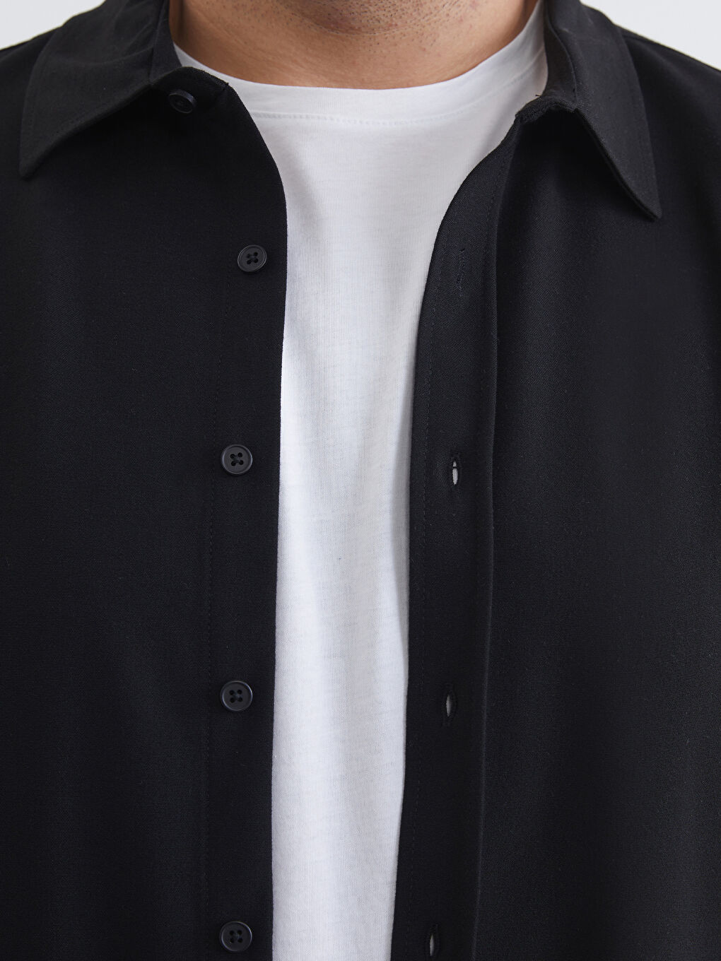 Siyah Büyük Beden Regular Fit Uzun Kollu Erkek Gömlek-6