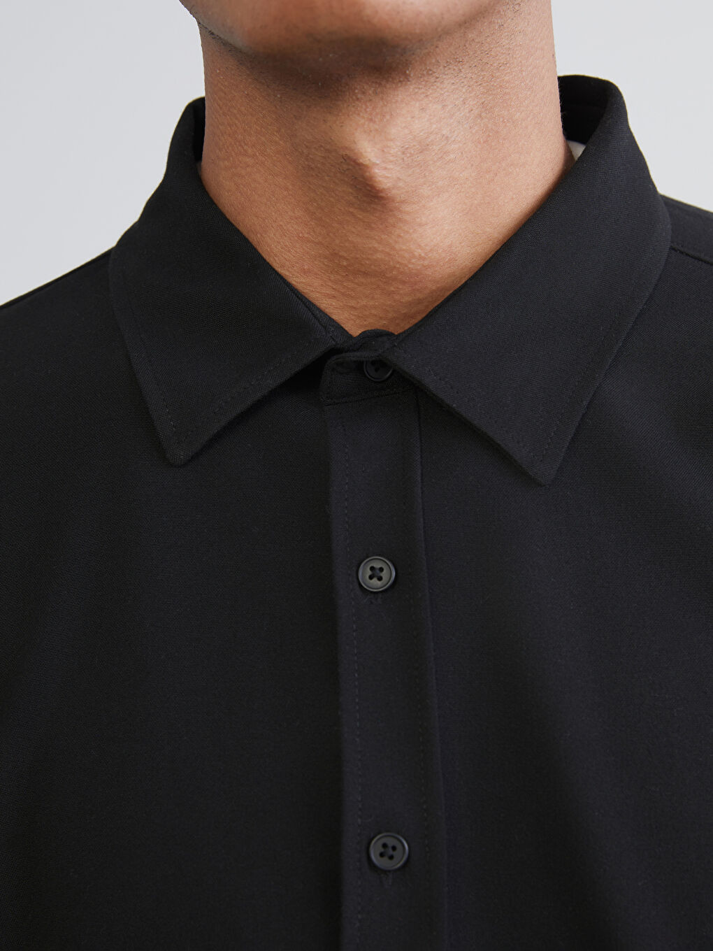 Siyah Büyük Beden Regular Fit Uzun Kollu Erkek Gömlek-3