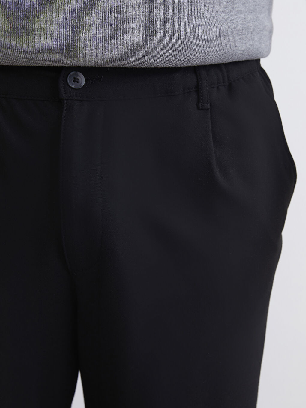 Siyah Büyük Beden Rahat Kalıp Erkek Pantolon-2