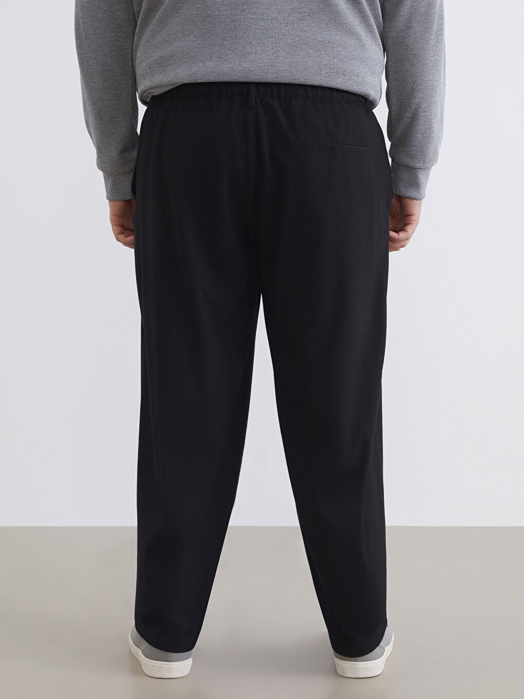 Siyah Büyük Beden Rahat Kalıp Erkek Pantolon-3