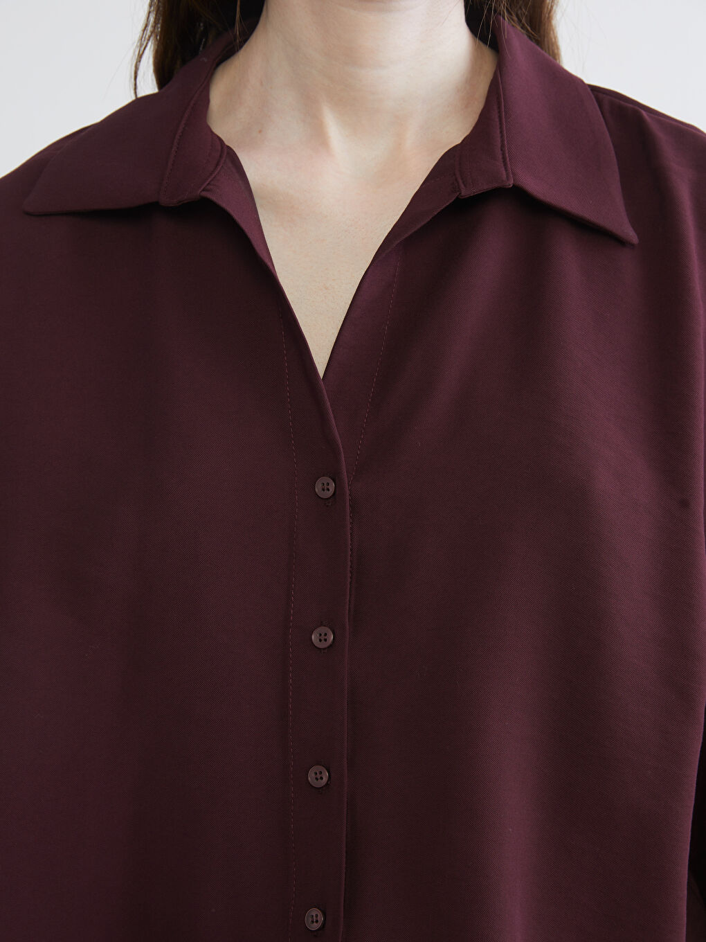 Mürdüm Oversize Kadın Gömlek-5