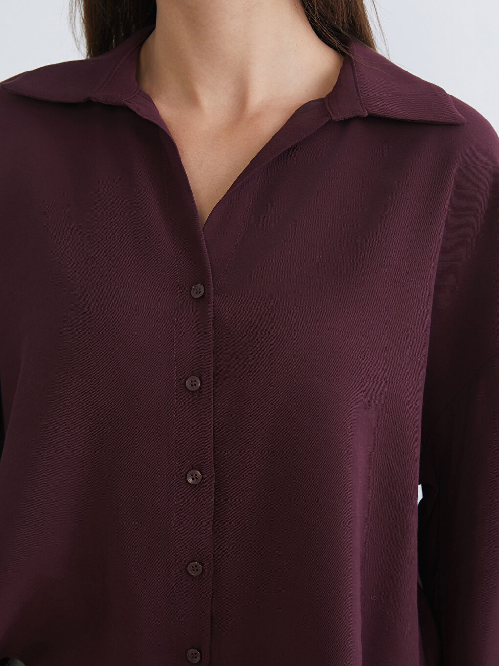 Mürdüm Oversize Kadın Gömlek-4