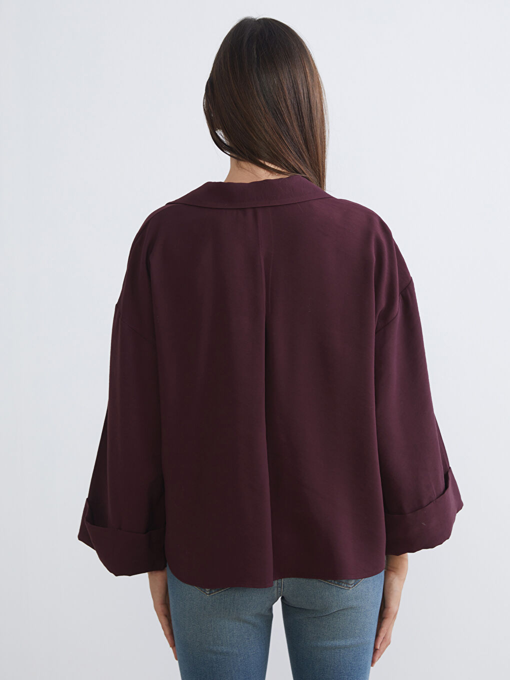 Mürdüm Oversize Kadın Gömlek-6