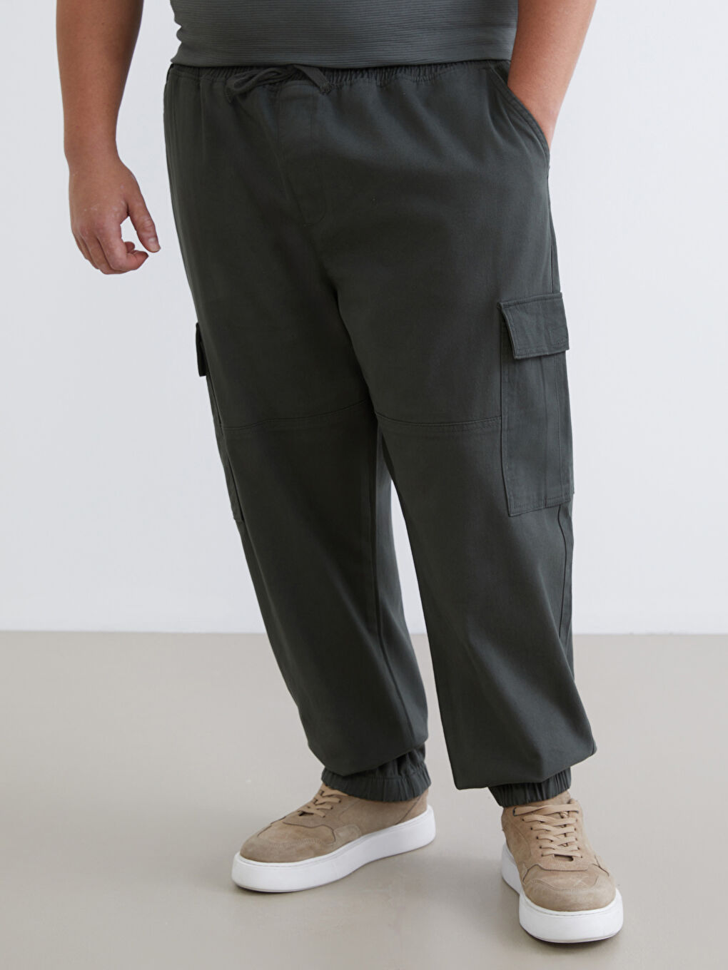 Yeşil Standart Kalıp Erkek Kargo Pantolon-1