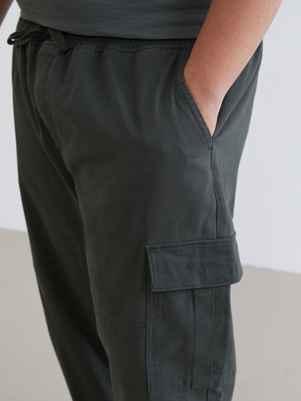 Yeşil Standart Kalıp Erkek Kargo Pantolon-2