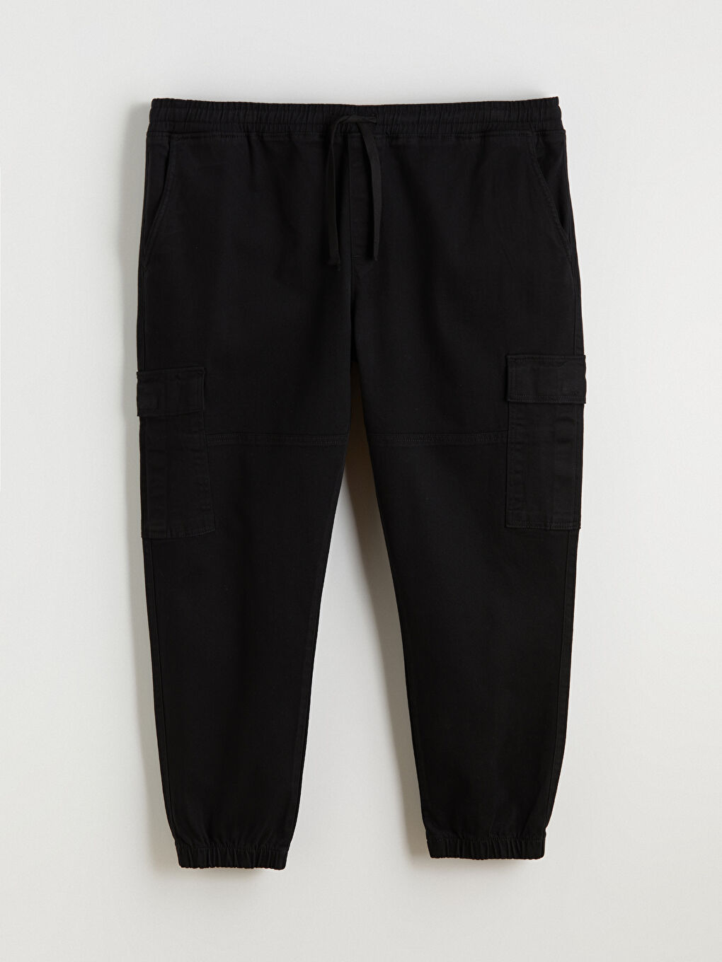 Siyah Standart Kalıp Erkek Kargo Pantolon-2