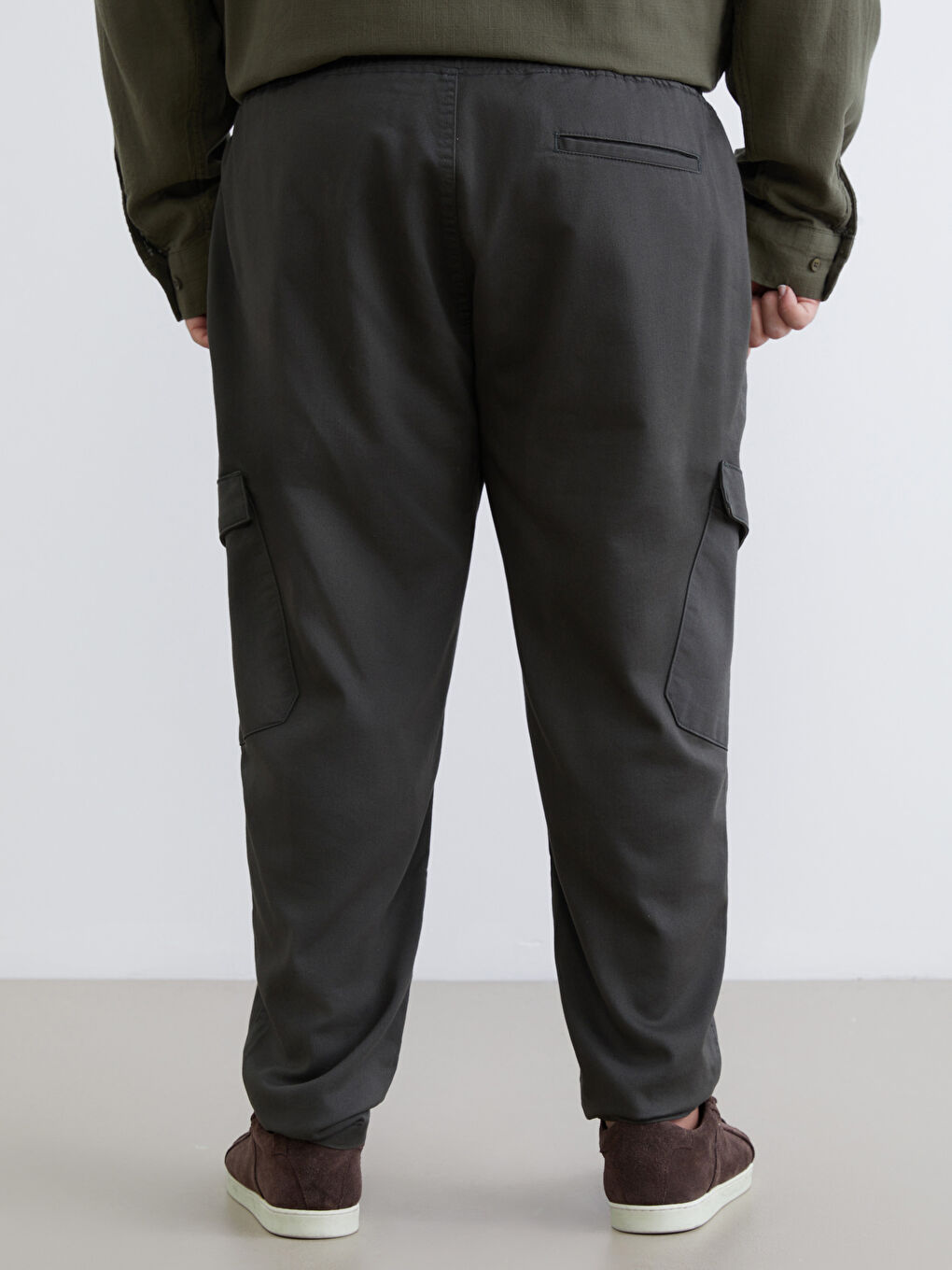 Yeşil Beli Lastikli Erkek Kargo Pantolon-3