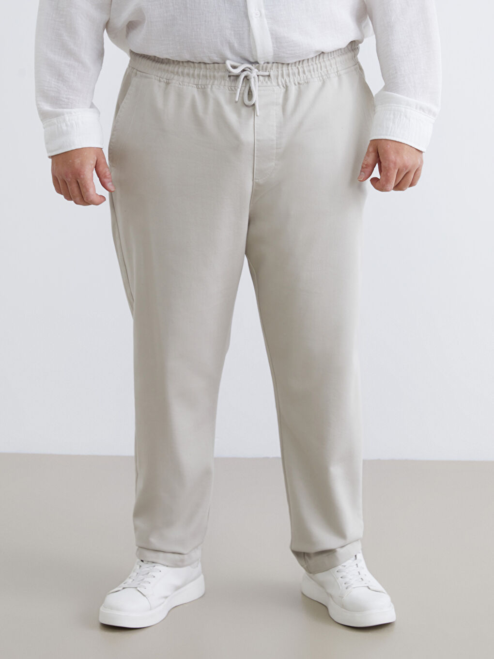 Bej Slim Fit Armürlü Erkek Pantolon-3