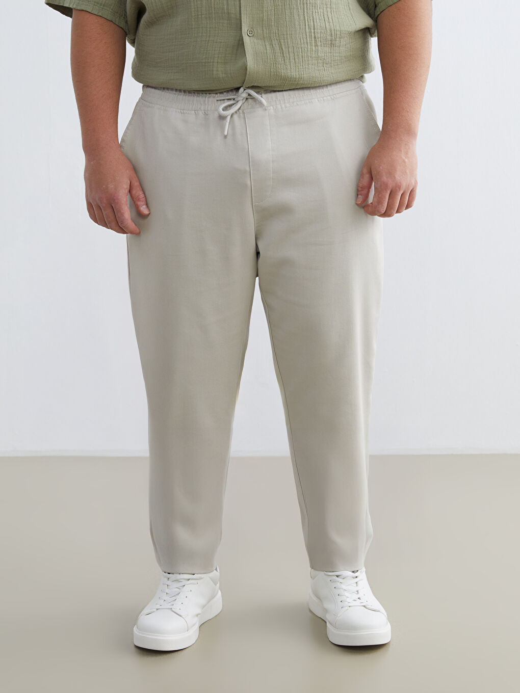 Bej Slim Fit Armürlü Erkek Pantolon-2