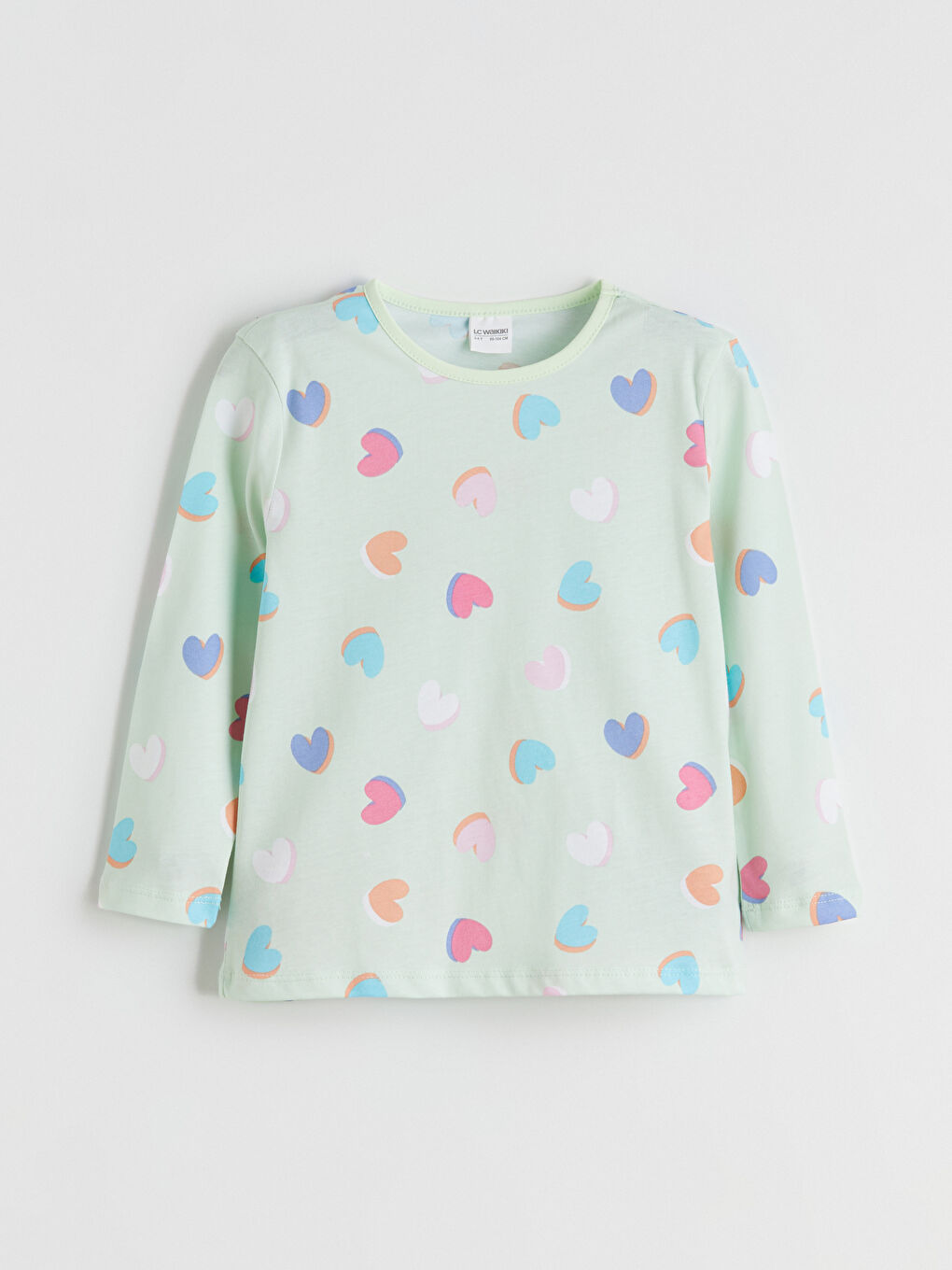 Yeşil Bisiklet Yaka Baskılı Kız Çocuk Pijama Üst