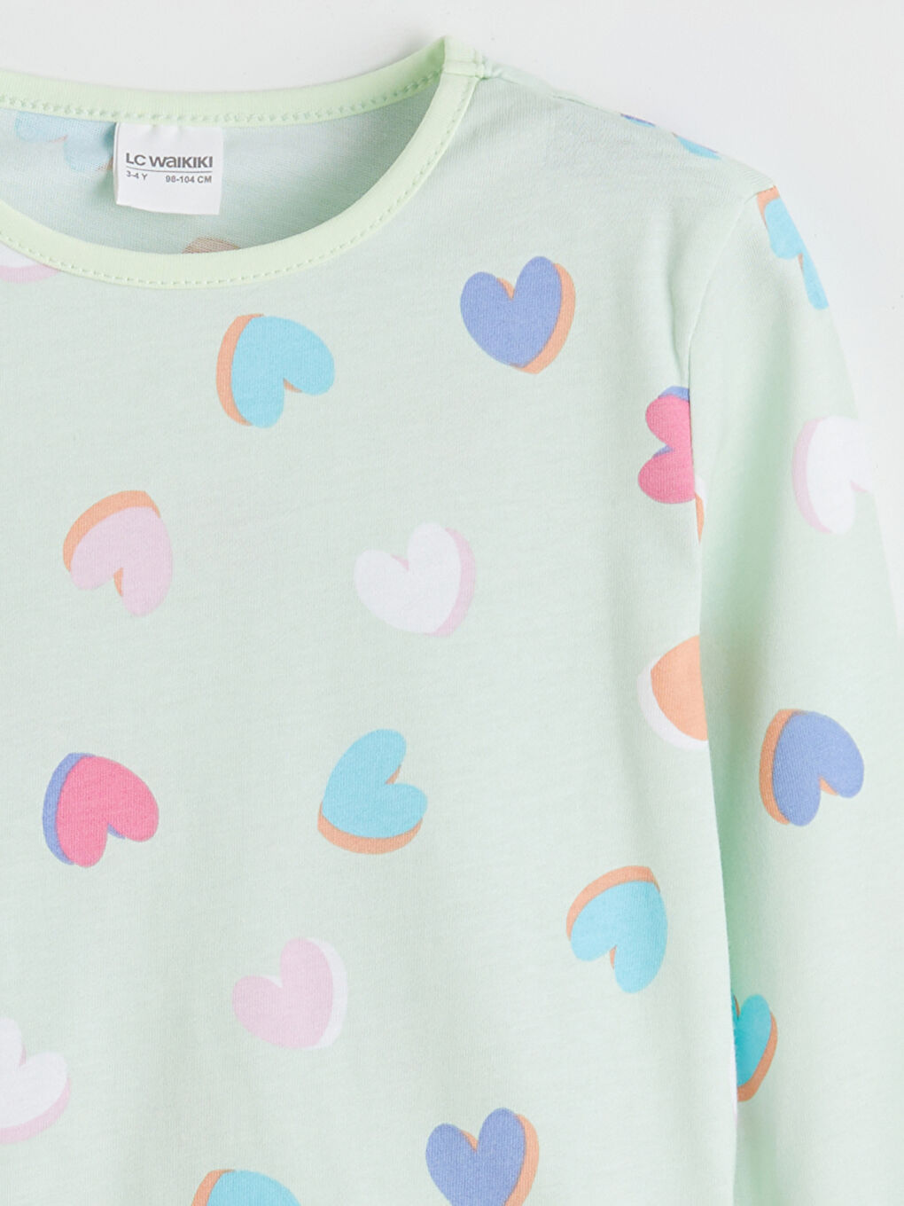 Yeşil Bisiklet Yaka Baskılı Kız Çocuk Pijama Üst-2