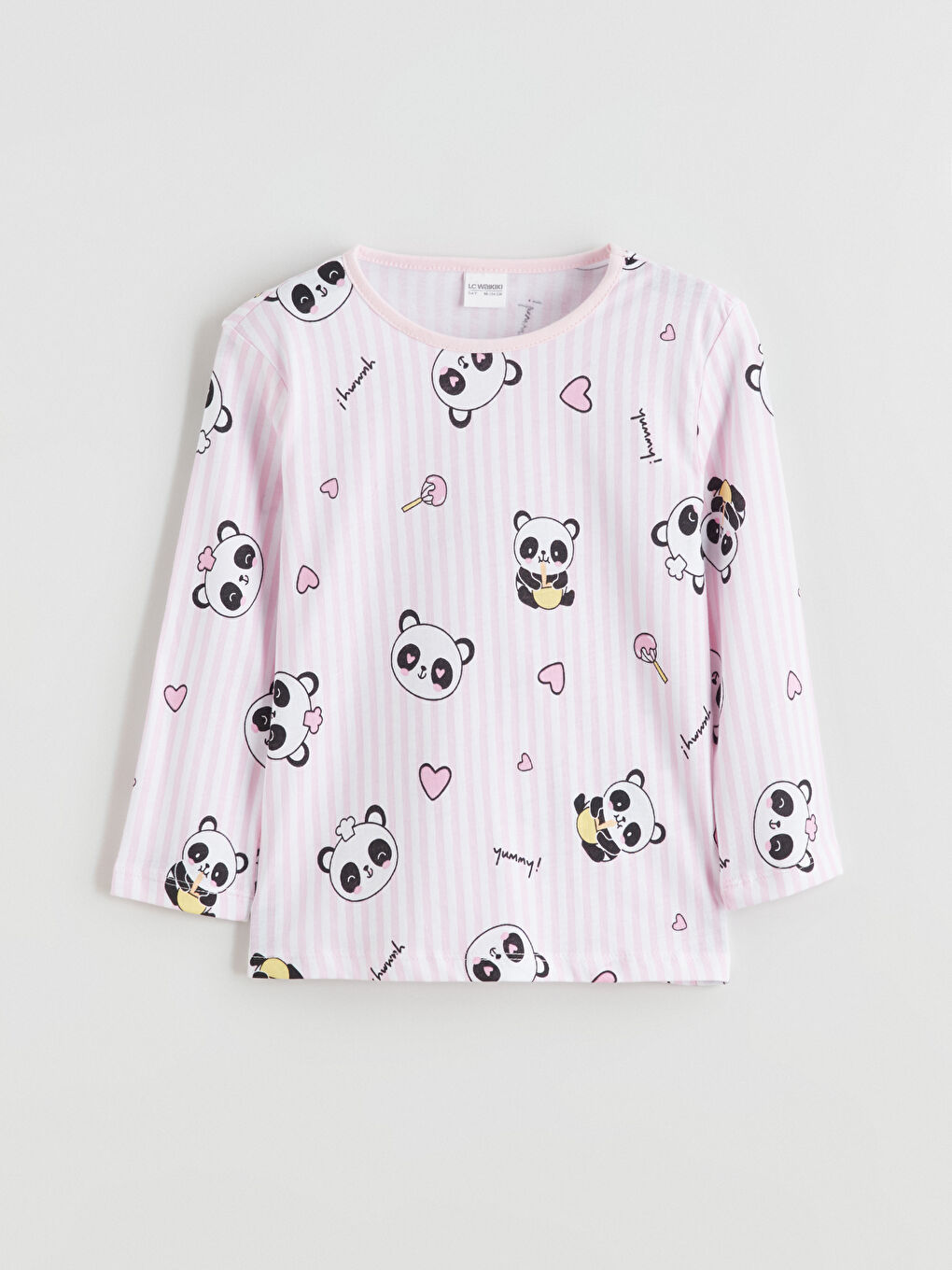 Beyaz Bisiklet Yaka Kız Çocuk Pijama Üst