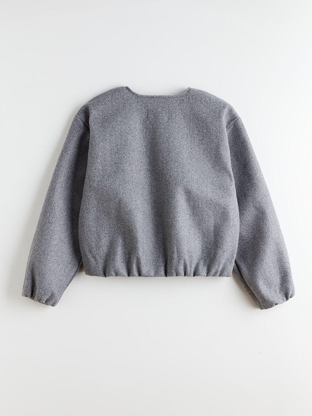 Gri Bisiklet Yaka Kadın Bomber Kaşe Ceket-12