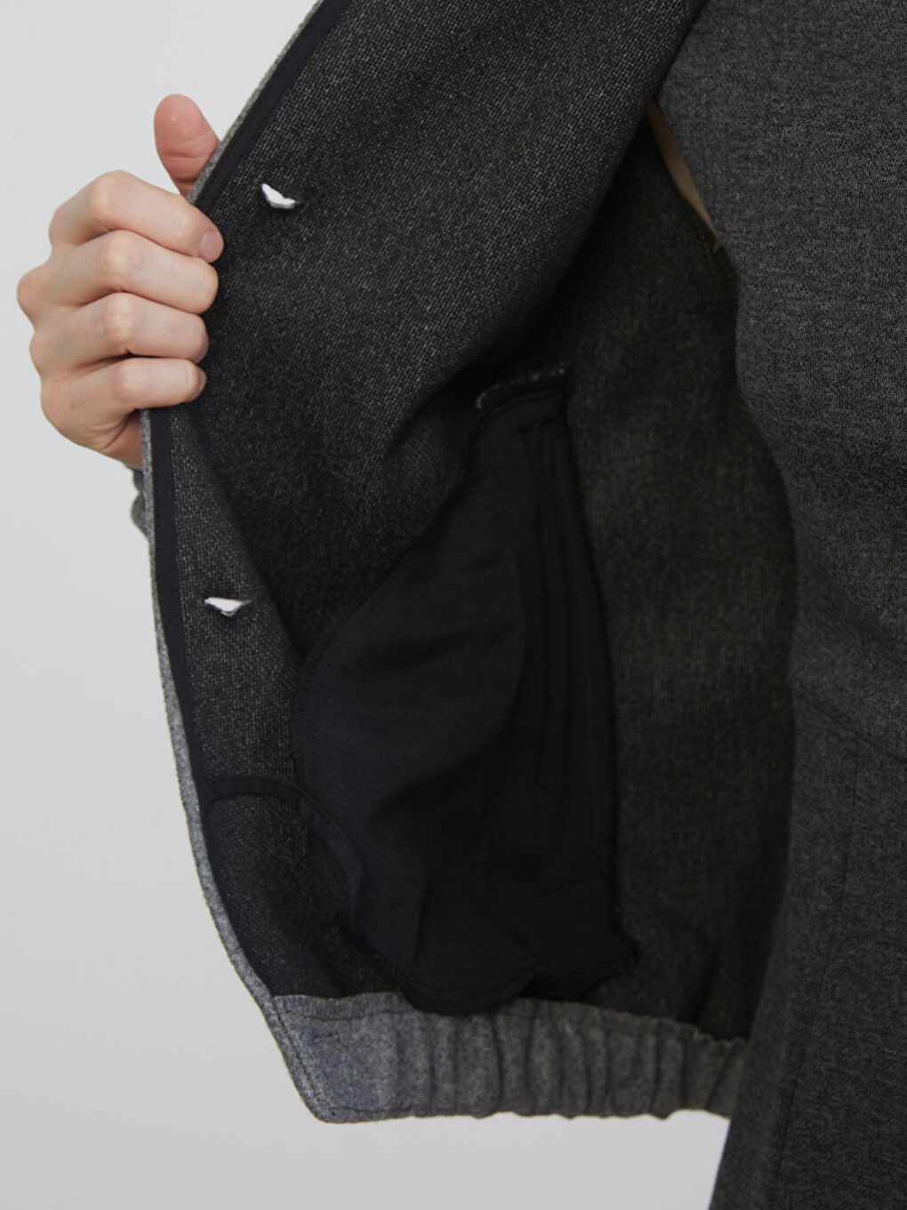 Gri Bisiklet Yaka Kadın Bomber Kaşe Ceket-8