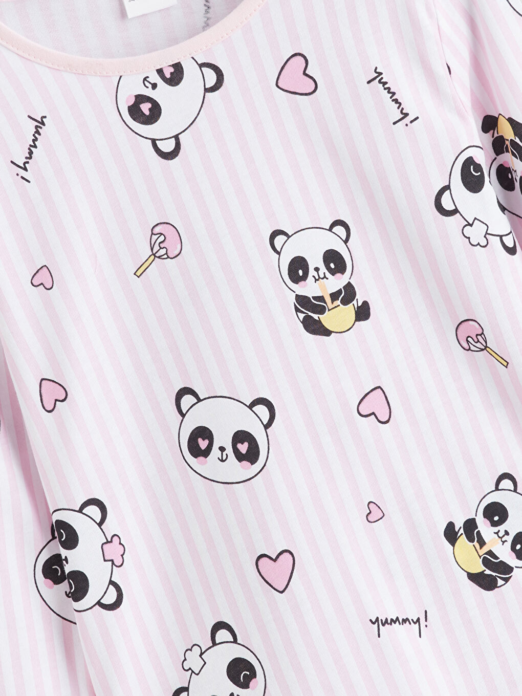 Beyaz Bisiklet Yaka Kız Çocuk Pijama Takım-4