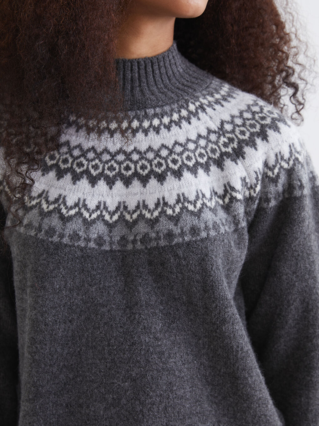 Half Turtleneck Patterned Women's Knit Sweater-2