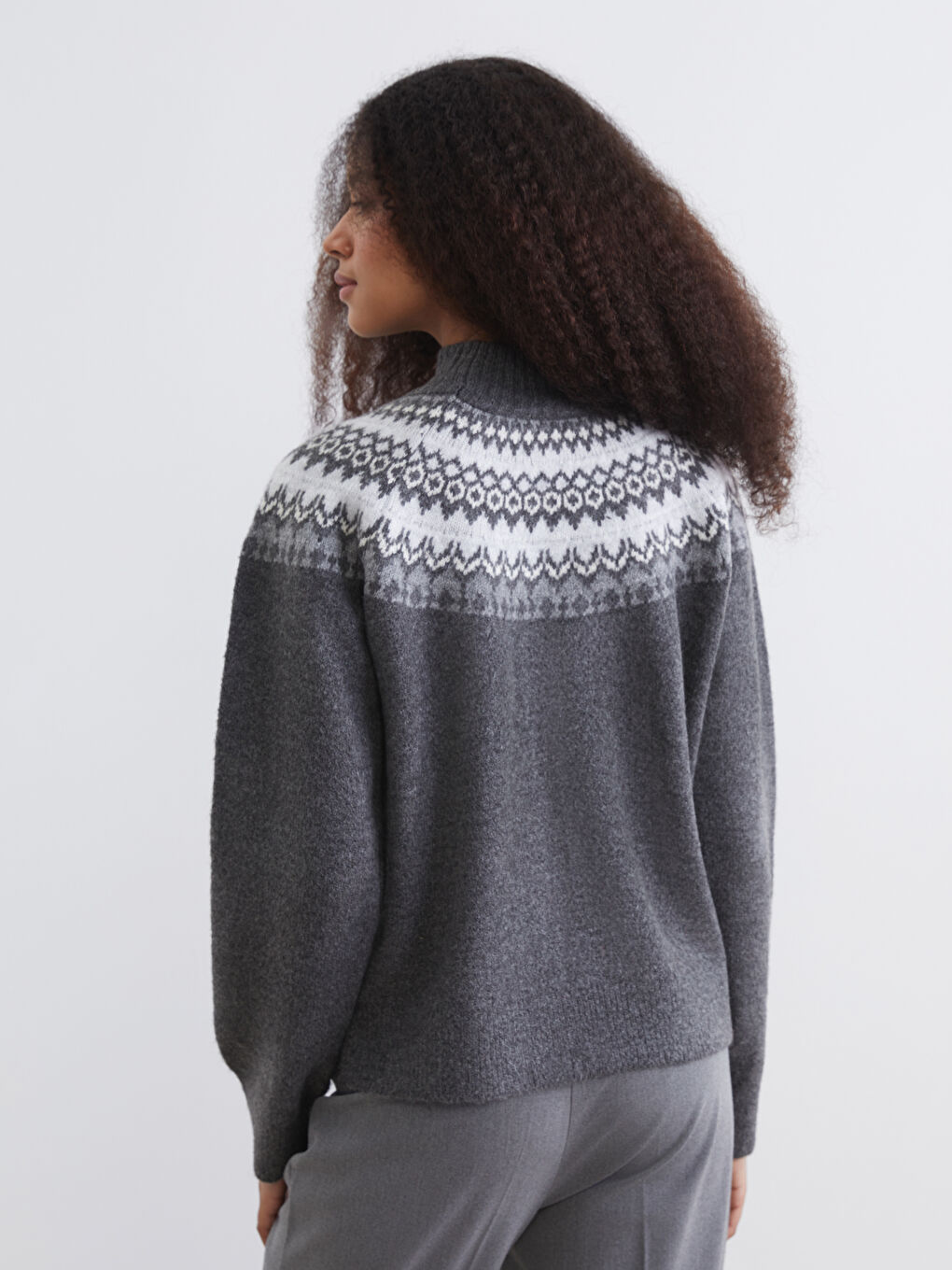 Half Turtleneck Patterned Women's Knit Sweater-3