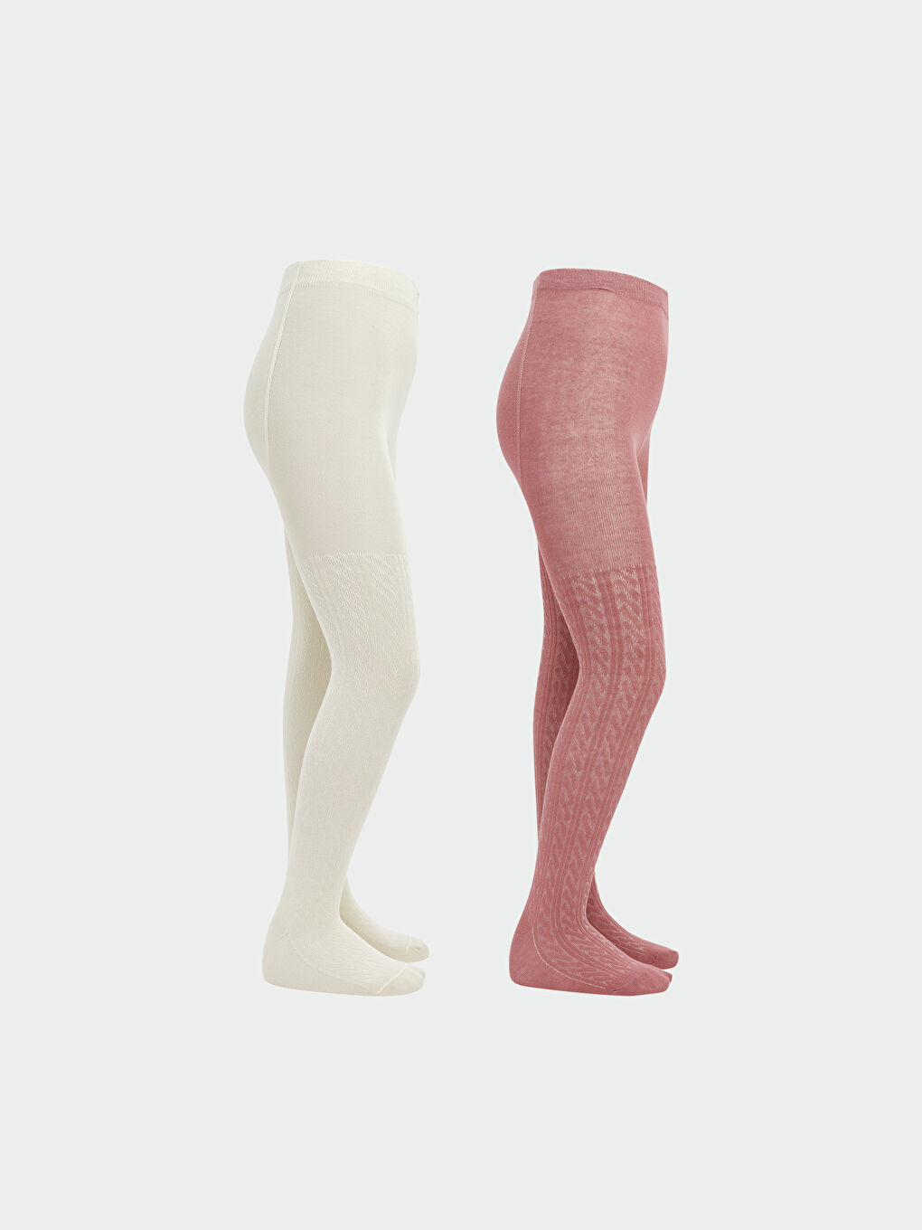 Pembe Desenli Kız Çocuk Külotlu Çorap 2'li