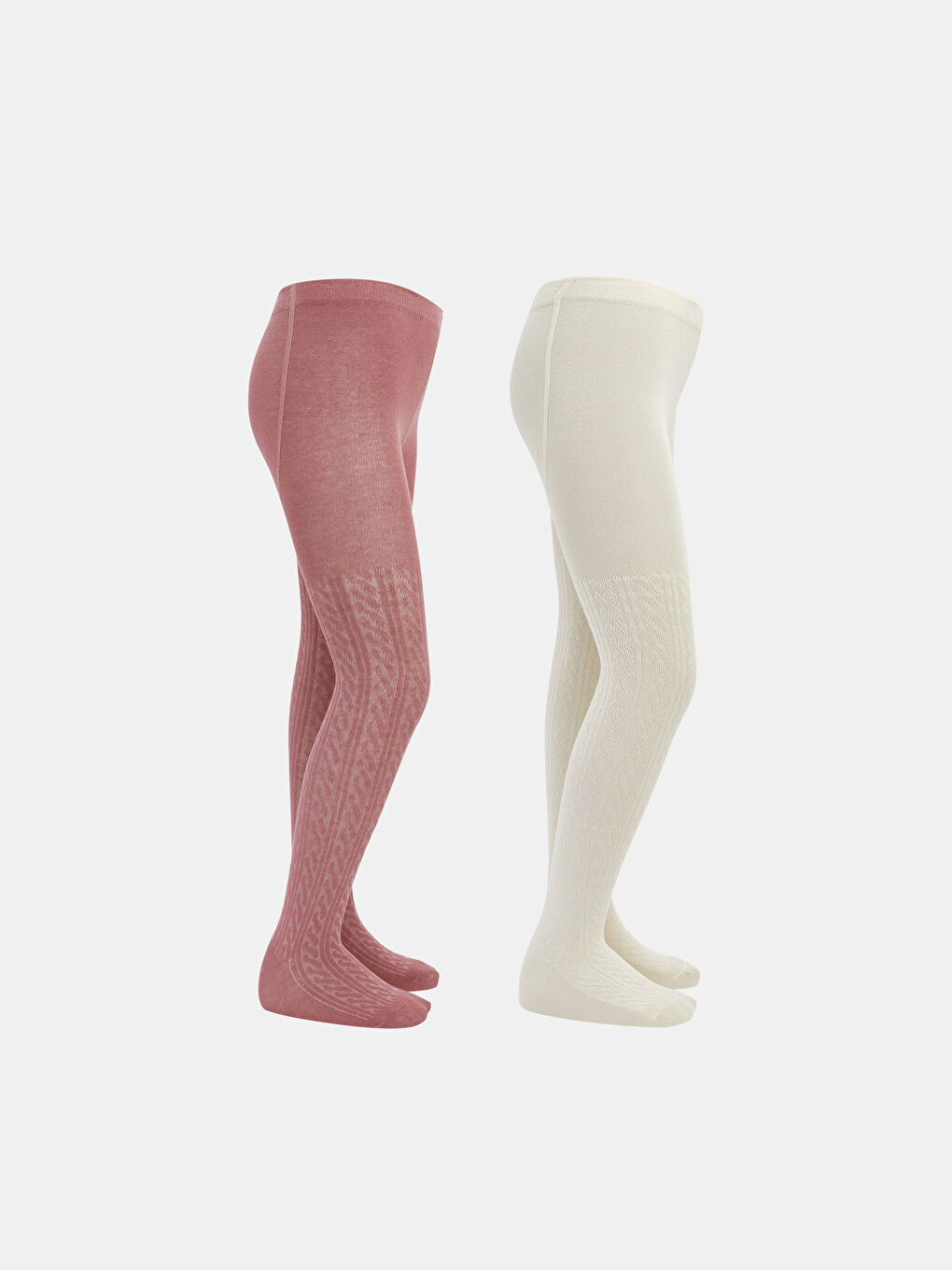 Beyaz Desenli Kız Çocuk Külotlu Çorap 2'li