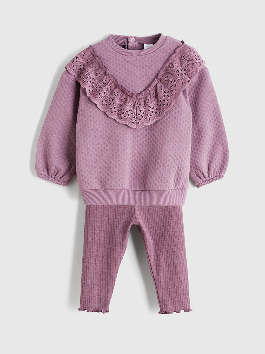 Mürdüm Bisiklet Yaka Kız Bebek Sweatshirt ve Tayt-2