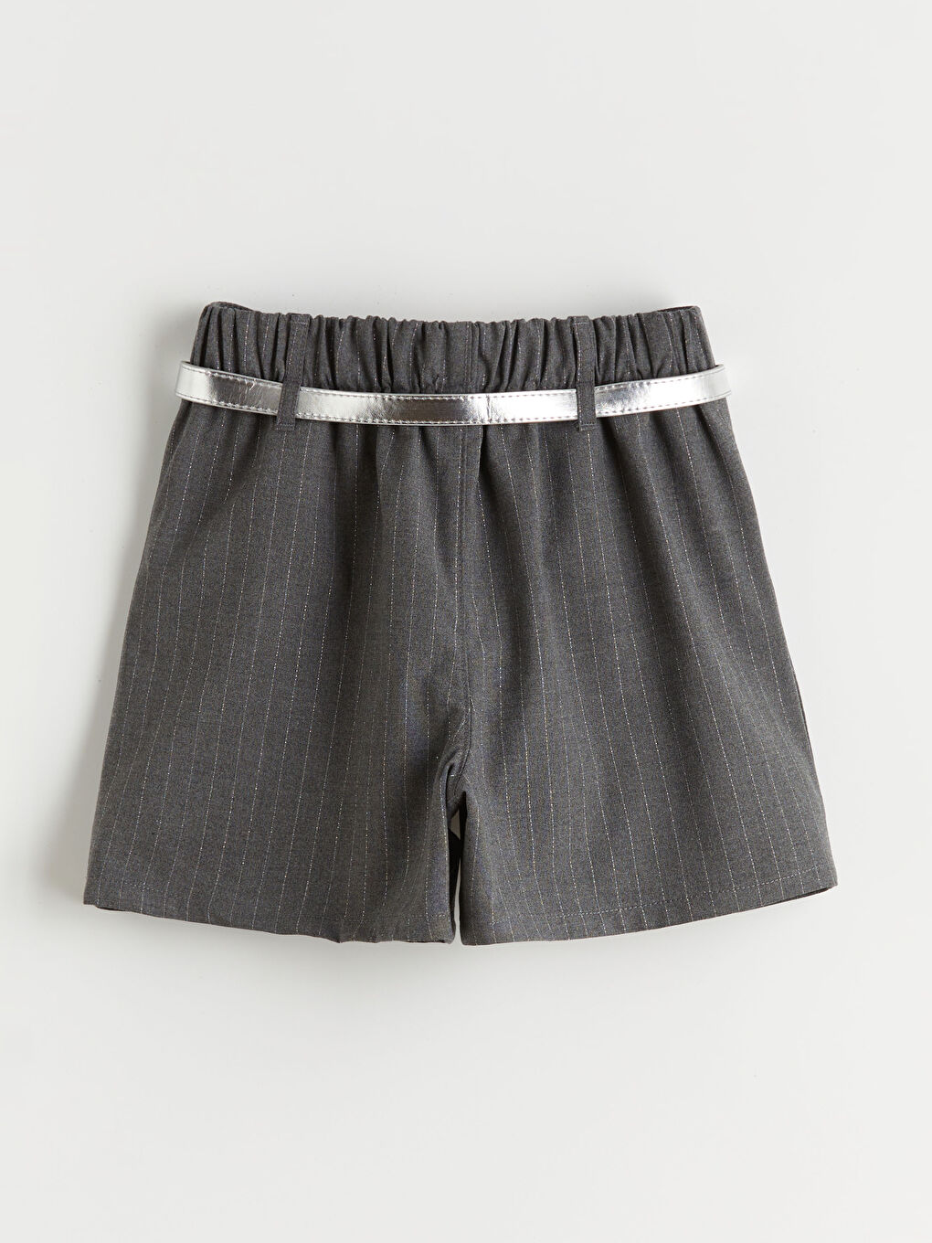 Gri Kemerli Pileli Kız Çocuk Şort Etek-2