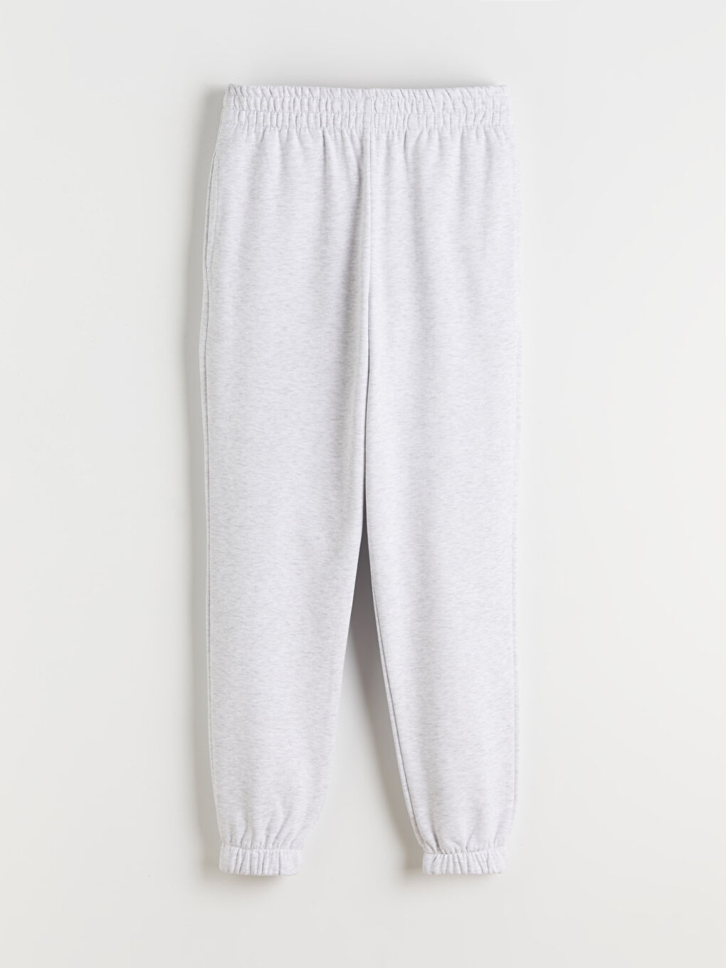Gri Beli Lastikli Kadın Kalın Jogger Eşofman Altı-4