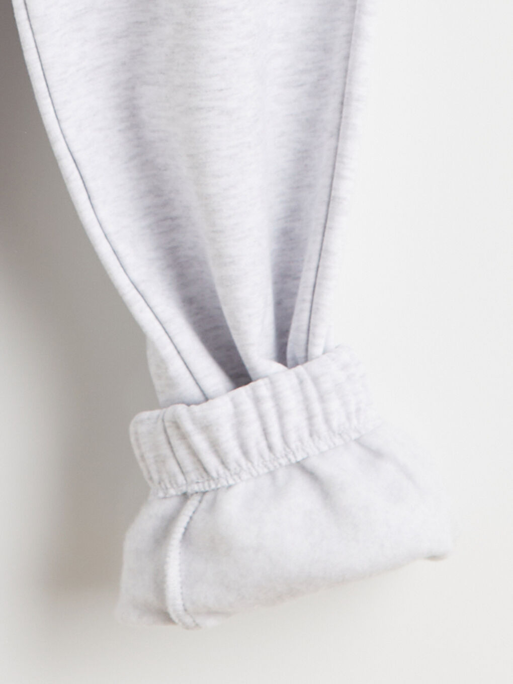 Gri Beli Lastikli Kadın Kalın Jogger Eşofman Altı-5
