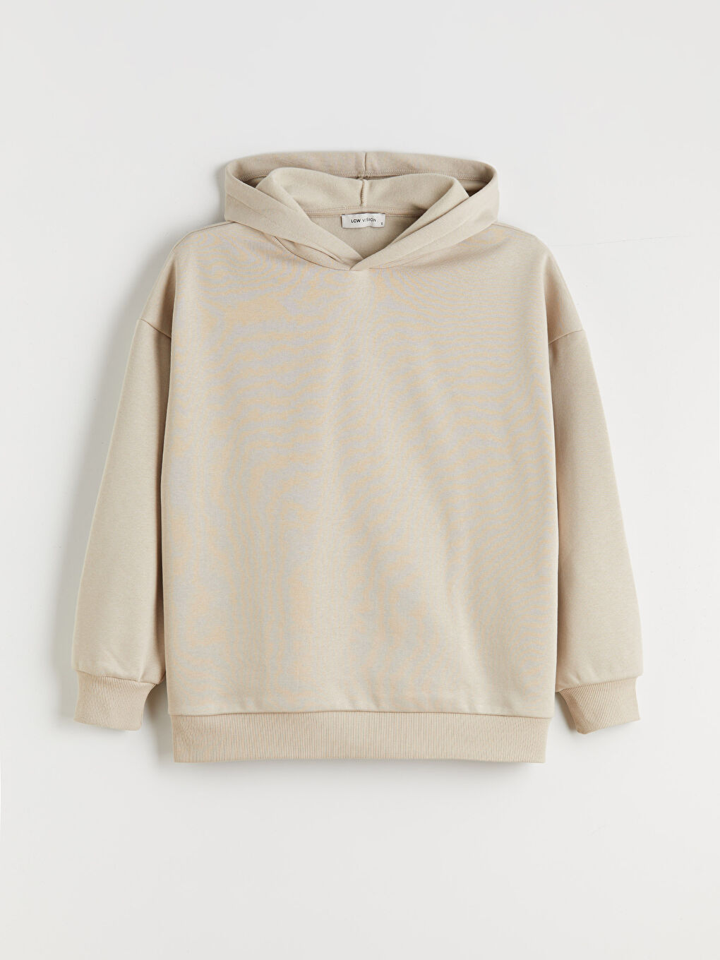 Bej Oversize Kadın Kalın Hoodie-4