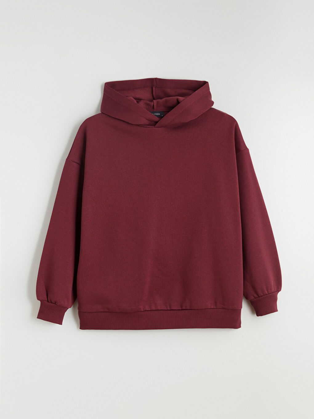 Bordo Oversize Kadın Kalın Hoodie-4